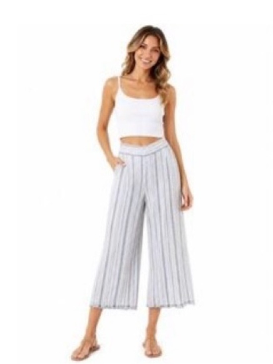 cloth & stone Pants - Cloth & Stone Linen Blend Striped Pants Coastal